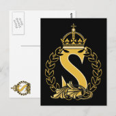 Aangepast kroonmonogram - S Briefkaart (Voorkant / Achterkant)