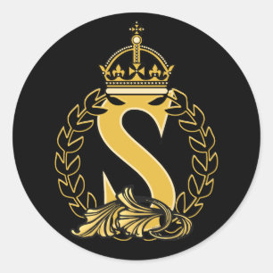 Aangepast kroonmonogram - S Ronde Sticker