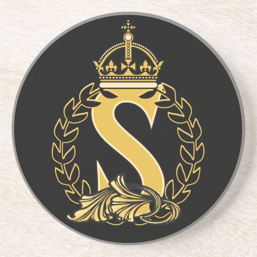 Aangepast kroonmonogram - S Zandsteen Onderzetter (Voorkant)