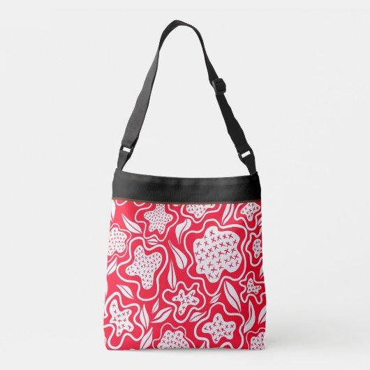 Aangepast kruiskopje Rood wit ontwerp Crossbody Tas (Achterkant)