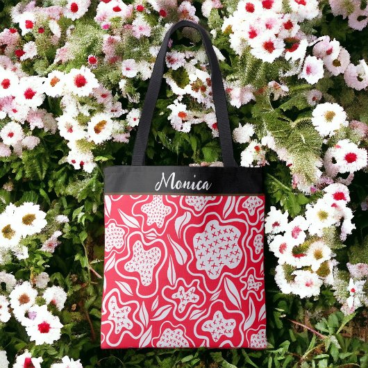 Aangepast kruiskopje Rood wit ontwerp Tote Bag