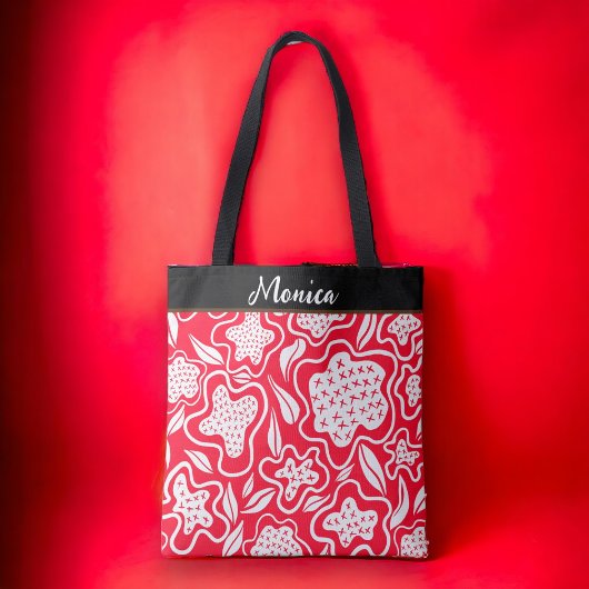 Aangepast kruiskopje Rood wit ontwerp Tote Bag