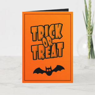 Aangepast   Kute Bat Trick or treat Greetings Kaart