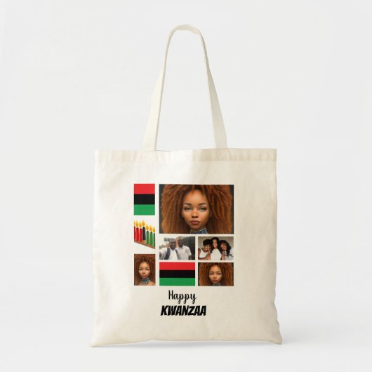 Aangepast Kwanzaa 8 Foto Collage Tote Bag (Voorkant)