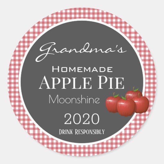 Aangepast label Apple Pie Moonshine Gecontroleerd  (Voorkant)