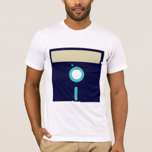 Aangepast label diskettestation shirt