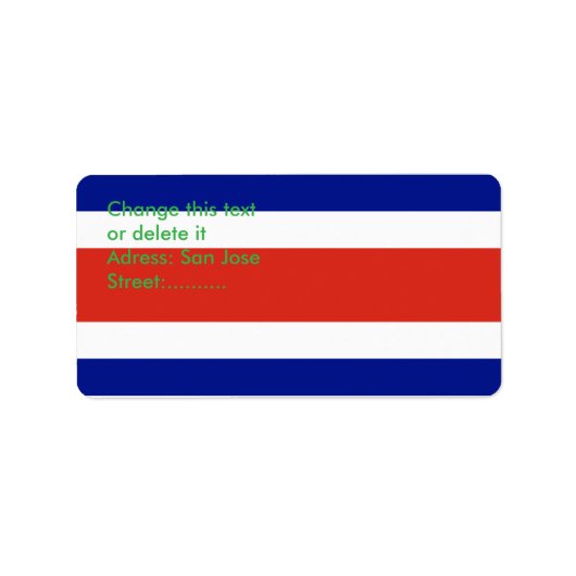 Aangepast label met vlag van Costa Rica (Voorkant)