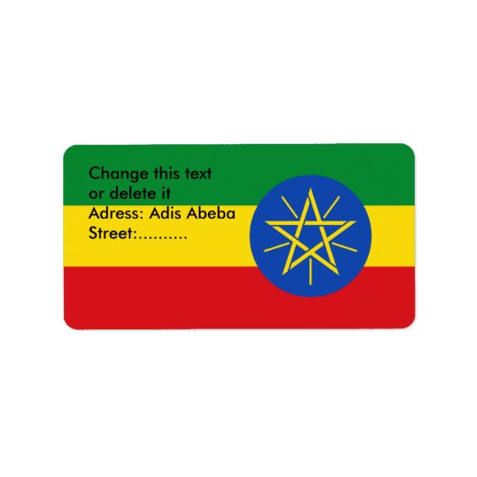 Aangepast label met vlag van Ethiopië (Voorkant)