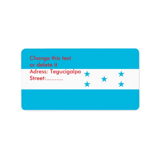 Aangepast label met vlag van Honduras (Voorkant)