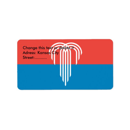 Aangepast label met vlag van Kansas City, Missouri (Voorkant)