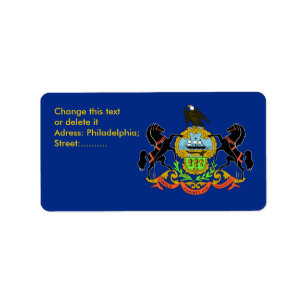 Aangepast label met vlag van Pennsylvania, Verenig