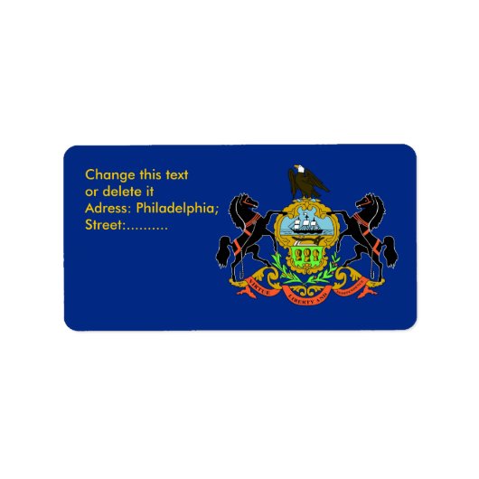 Aangepast label met vlag van Pennsylvania, Verenig (Voorkant)