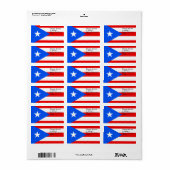 Aangepast label met vlag van Puerto Rico, Verenigd (Full Sheet)