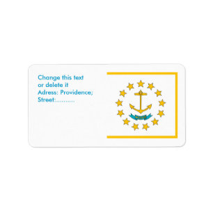 Aangepast label met vlag van Rhode Island, Verenig