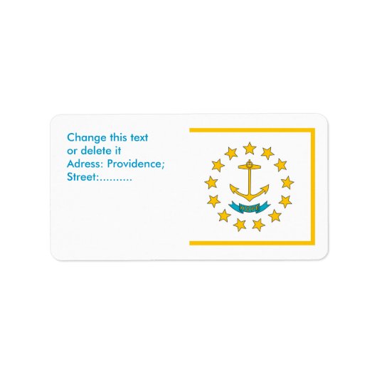 Aangepast label met vlag van Rhode Island, Verenig (Voorkant)