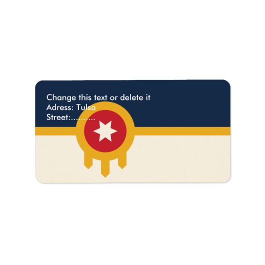 Aangepast label met vlag van Tulsa, Oklahoma (Voorkant)