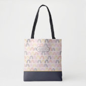 Aangepast label Schattige Boho Rainbow Grocery Can Tote Bag (Voorkant)