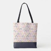 Aangepast label Schattige Boho Rainbow Grocery Can Tote Bag (Achterkant)