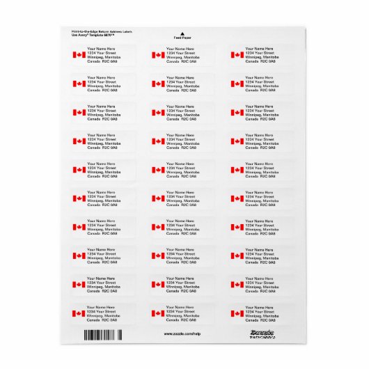 Aangepast label voor Canadese vlag (Full Sheet)