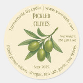 Aangepast Label voor Eigen Gepekelde Olijven (Voorkant)