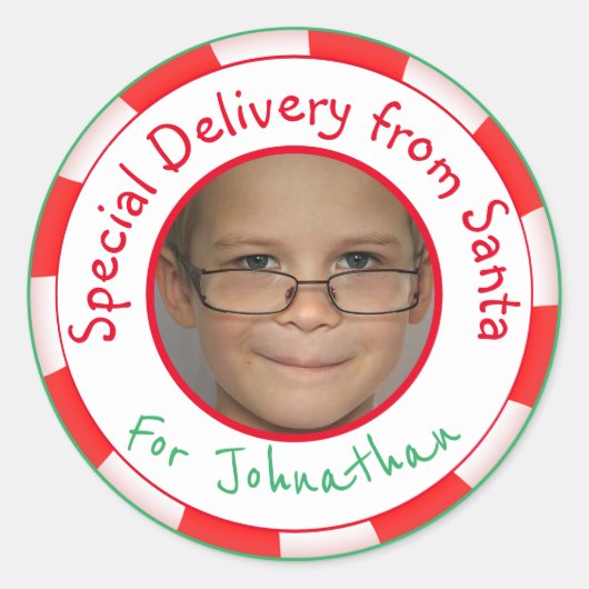 Aangepast Label voor fotocadeaus van de kerstman (Voorkant)