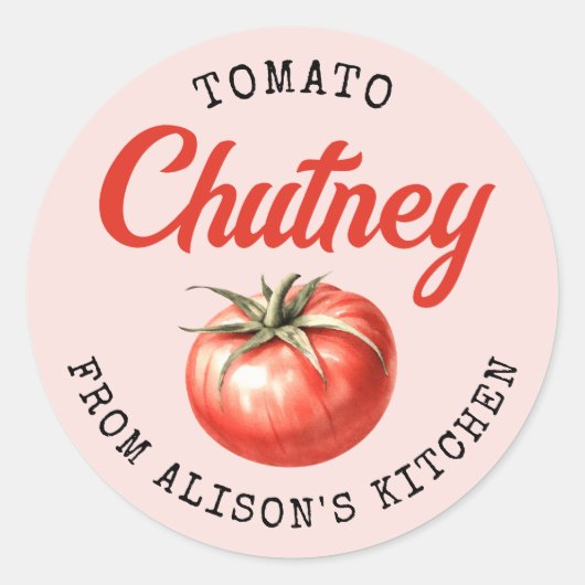 Aangepast label voor het inmaken van tomatenchutne (Voorkant)