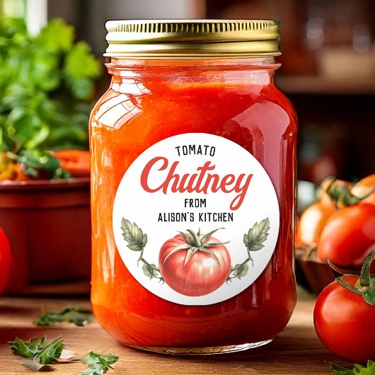 Aangepast label voor het inmaken van tomatenchutne