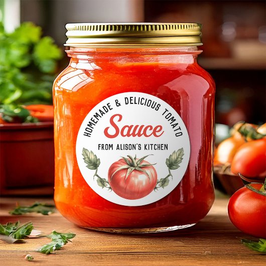 Aangepast label voor zelfgemaakte tomatensaus inbl