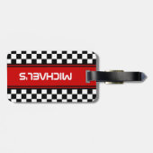 Aangepast label voor zwart-wit gecheckt laderpatro bagagelabel (Achterkant horizontaal)