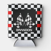 Aangepast label voor zwart-wit gecheckt laderpatro blikjeskoeler (Voorkant)