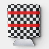 Aangepast label voor zwart-wit gecheckt laderpatro blikjeskoeler (Achterkant)