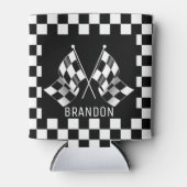 Aangepast label voor zwart-wit gecheckt laderpatro blikjeskoeler (Voorkant)