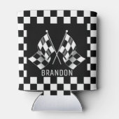 Aangepast label voor zwart-wit gecheckt laderpatro blikjeskoeler (Achterkant)