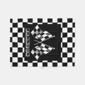 Aangepast label voor zwart-wit gecheckt laderpatro fleece deken (Voorkant (Horizontaal))