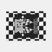 Aangepast label voor zwart-wit gecheckt laderpatro fleece deken (Voorkant (Horizontaal))