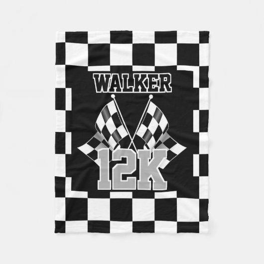 Aangepast label voor zwart-wit gecheckt laderpatro fleece deken (Voorkant)