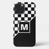 Aangepast label voor zwart-wit gecheckt laderpatro iPhone hoesje (Achterkant)