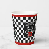 Aangepast label voor zwart-wit gecheckt laderpatro papieren bekers (Achterkant)