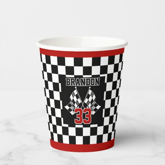 Aangepast label voor zwart-wit gecheckt laderpatro papieren bekers (Links)