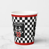 Aangepast label voor zwart-wit gecheckt laderpatro papieren bekers (Voorkant)