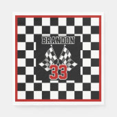 Aangepast label voor zwart-wit gecheckt laderpatro servet (Voorkant)