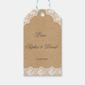 Aangepast  Lace Craft Paper Weddenschap Cadeaulabel (Voorkant)