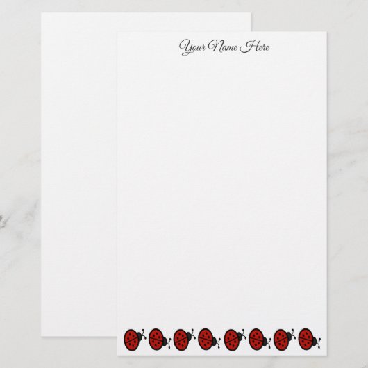 Aangepast Ladybug Briefpapier (Voorkant / Achterkant)