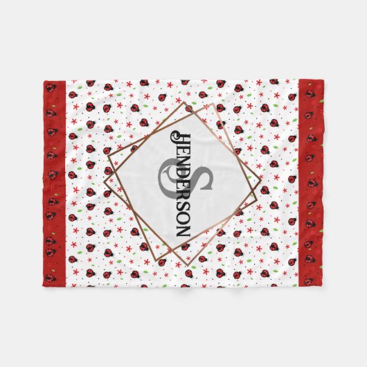 Aangepast Ladybug Fleece Deken (Voorkant (Horizontaal))