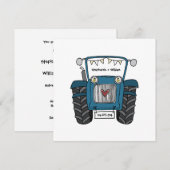 Aangepast land bruiloft blauwe tractor uitnodiging (Voorkant / Achterkant)