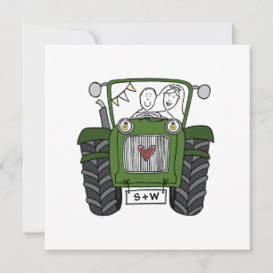 Aangepast Land Bruiloft Groene Tractor uitnodiging