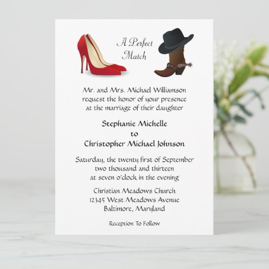 Aangepast land Cowboy Boots High Heels Weddenschap Kaart (Staand voorkant)