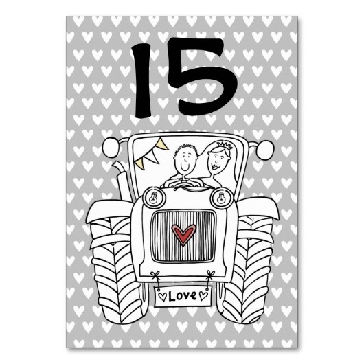 Aangepast landelijk huwelijks tractor tafelnummer (Voorkant)