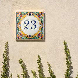 Aangepast landelijk mediterraan huisnummer tegeltje