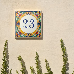 Aangepast landelijk mediterraan huisnummer tegeltje